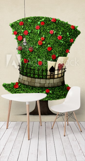Picture of Fantasy green hat in the shape of tree with flowers